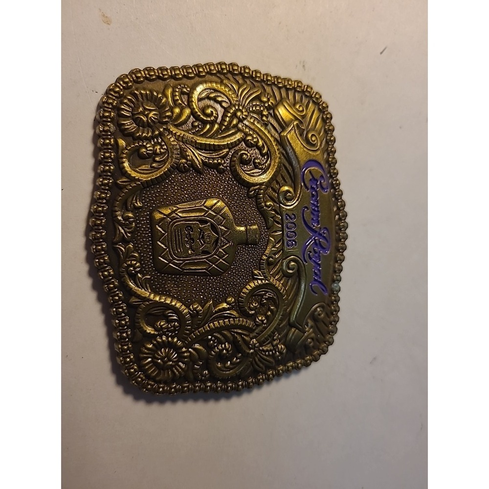 Crown Royal Canadian Whisky Promo Belt Buckle Western Scroll Large 2007 Brass
